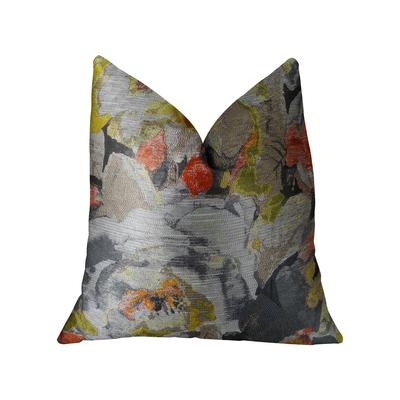 Plutus Fairy Garden Gray Yellow and Coral Handmade Decorative Throw Pillow