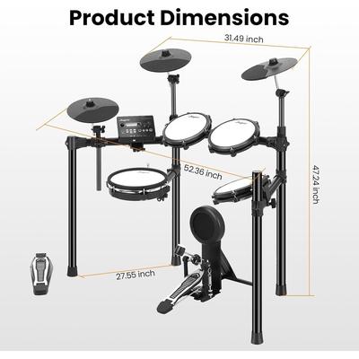 Electric Drum Set,2Pedals,Contains Drum Throne,Drum Sticks,Headphones