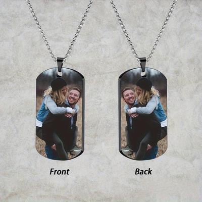 TEMU 1pc Custom Engraved Dog Tag Pendant Necklace, Personalized Photo Military Tag, Fashion Stainless Steel, Memorial Gift For Men, Boyfriend, Christmas Present,valentine's Day Image