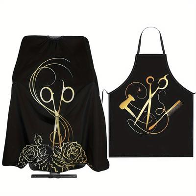 TEMU Two-piece Hair Cutting And Barber Apron - Easy To Clean, Professional Salon Aprons Suitable For Stylists And Barbers, Suitable For All Hairstyles Image