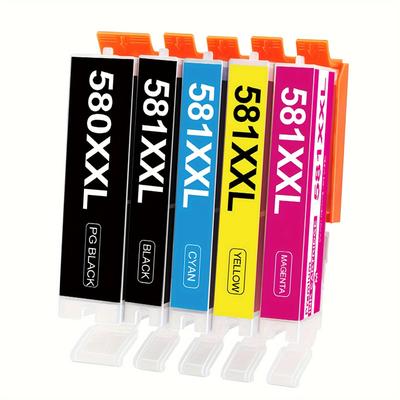 TEMU Pgi-580 Cli-581xxl Printer Cartridges Compatible For 580 581 Cartridges Multipack For Ts705 Tr8550 Ts6150 Tr7550 Ts6250 Tr8500 Ts8251 Ts6350 Ts9550 Ts6151 Ts9551( 5pack) Image