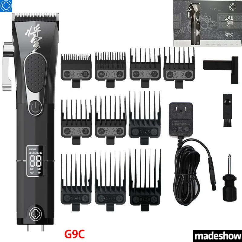 Madeshow g9c g9g Herren profession elle Haars chneide maschine Set LED-Display geräuscharm schnur lose Keramik klinge Trimmer Push Shear 3200mah Image