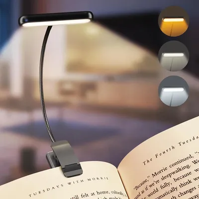 Rechargeable Book Light for Reading in Bed Eye Caring Read lamps 3Color Temperature Small Lightweight Clip On Book Reading Light