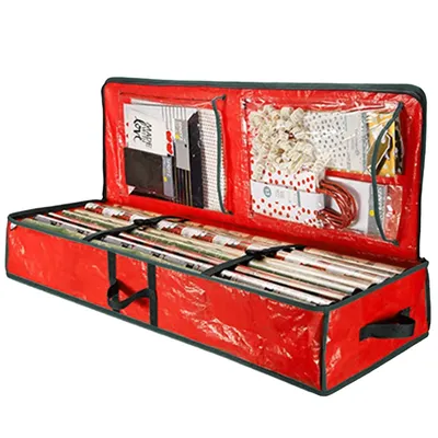 Christmas Gift Wrap Storage Bag Waterproof Underbed Gift Wrap Organizer Large Xmas Wrapping Paper Storage Box Holiday Accessorie