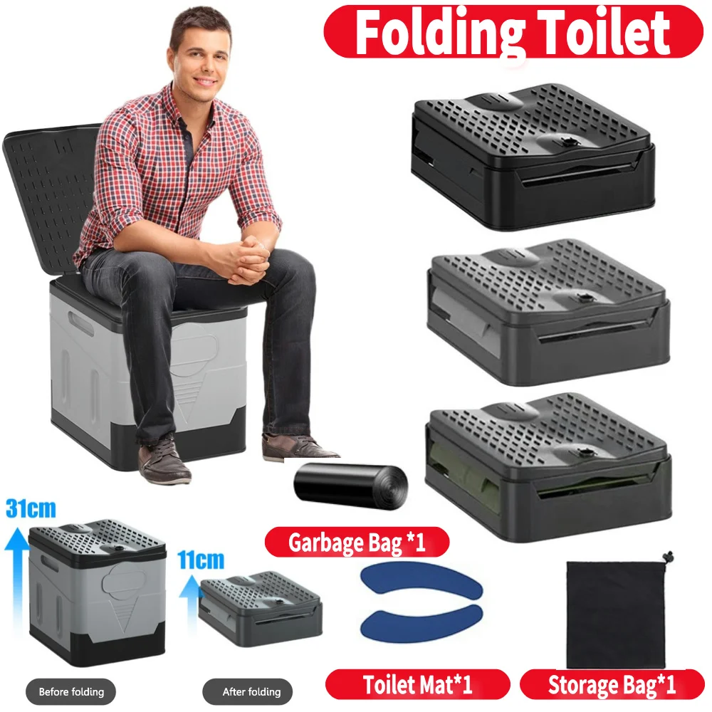 Toiletten eimer tragbare Camping Falt toilette Outdoor Mülleimer wieder verwendbare Notfall-Hygiene produkt für Camping Wandern