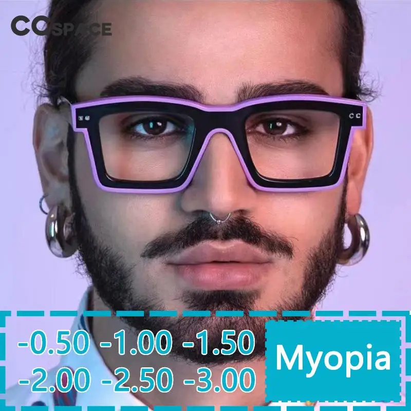 M55599 Neue Männer Myopie-1,00-2,00 gläser Marke Designer Damen Anti Blau Platz Punk Rahmen Klare Computer Lila brillen