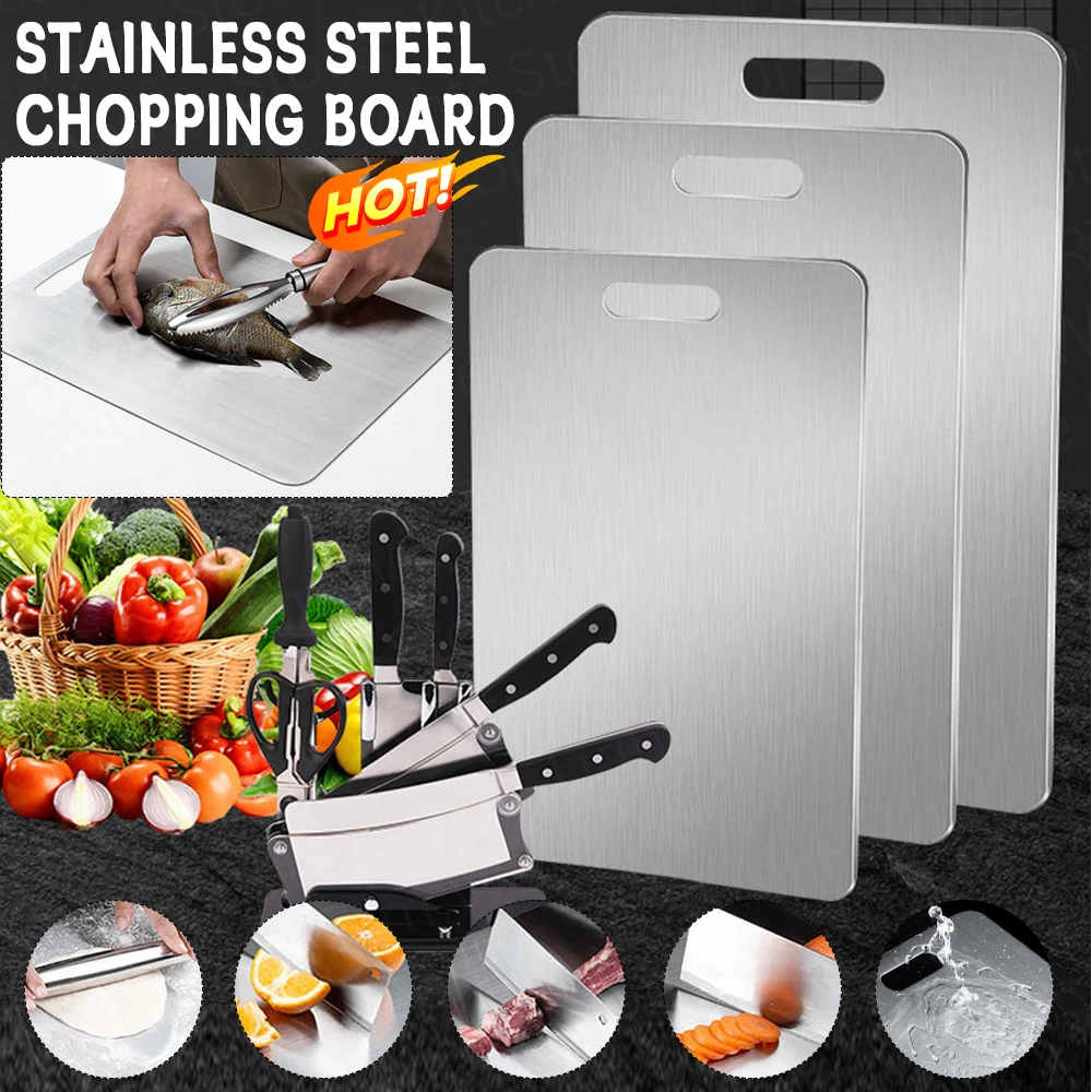 316 Edelstahl Schneide brett anti bakterielle Küche Schneide brett rechteckige Knet Teig platte für Fleisch Obst Gemüse Image
