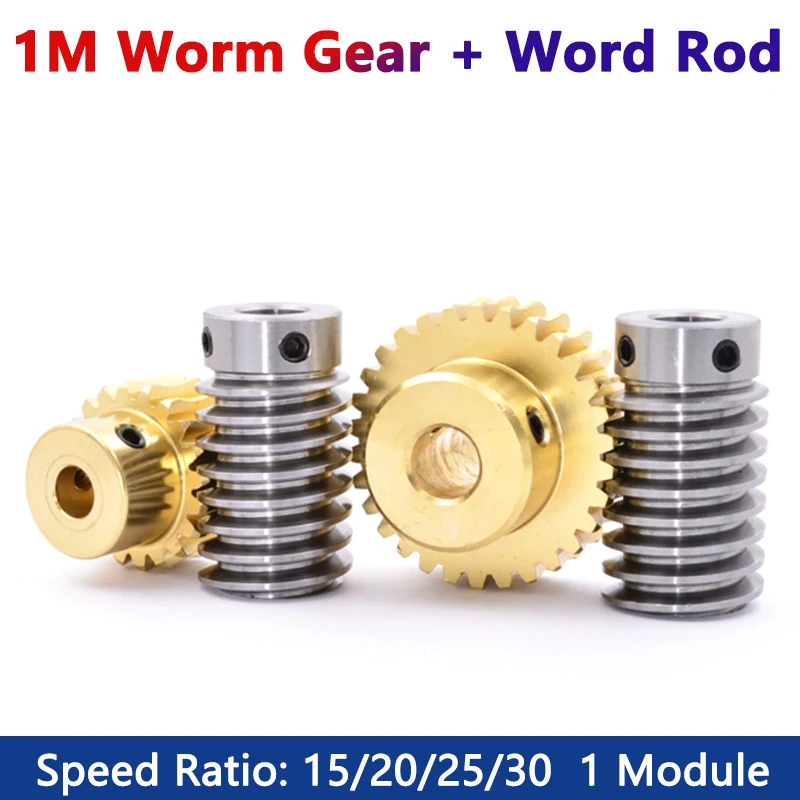 1 Satz 1 m Turbinen schnecken rad mit Schnecken stange 1 Modul 15 20 25 30 Zähne Messing getriebe 45 # Stahls ch necken stangen antriebs verhältnis 1:15/20/25/30 Image