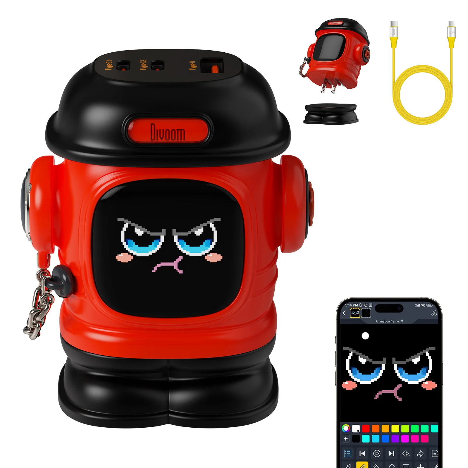 Divoom Dipow 65W GaN Ladegerät Desktop Laptop Schnellladegerät 3 in 1 Adapter für iPhone16 15 14 Pro Max Telefonladegerät Xiaomi Samsung Image