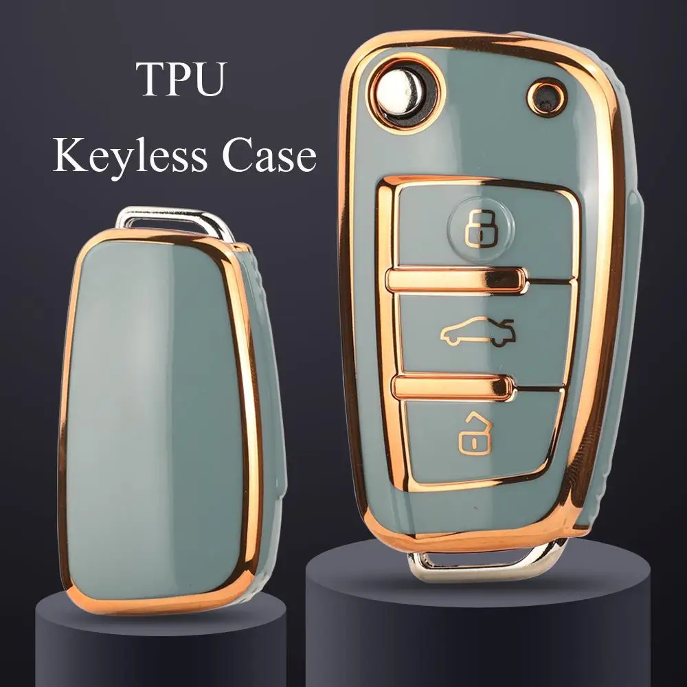Jingyuqin 3BTN Mode Weiche TPU Auto Schlüssel Fall Fob Für Audi A1 A3 8P 8L A4 A5 B6 B7 a6 A7 C5 C6 4F Q3 Q5 Q7 Q8 TT S3 Image