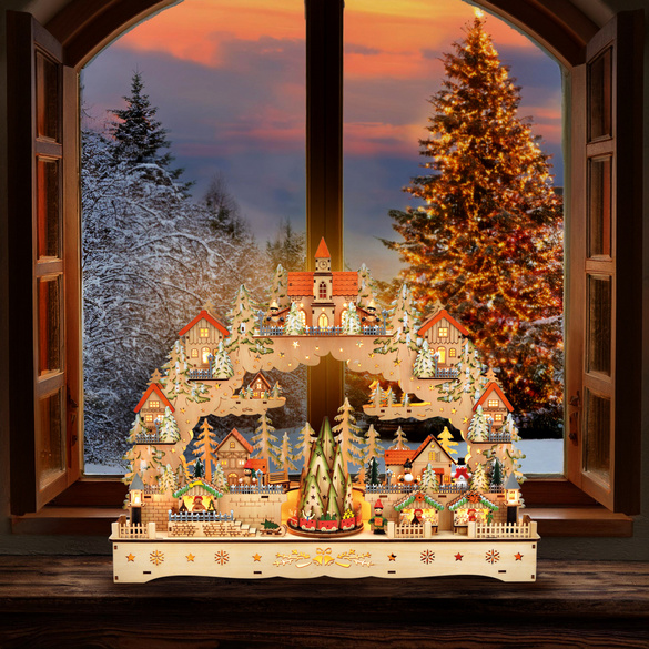 Lichtbogen Spieluhr Winterszene mit LED-Beleuchtung Image