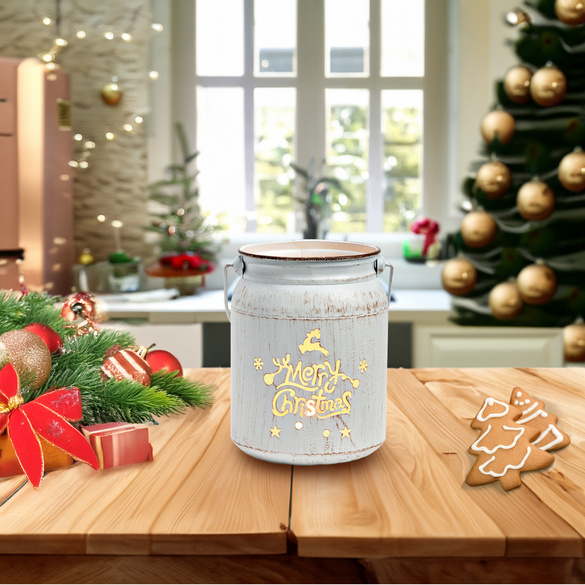 Laterne Windlicht Merry Christmas weiß Image