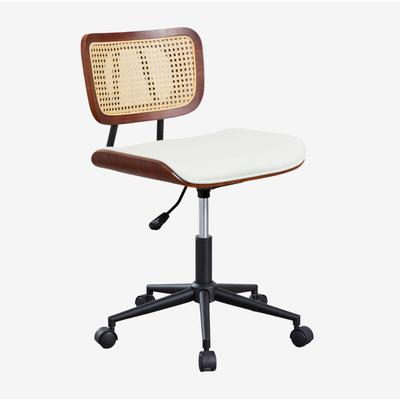 Sklum - Raysa Schreibtischstuhl mit Rollen aus Holz, Rattan und Kunstleder Braun Dark Image