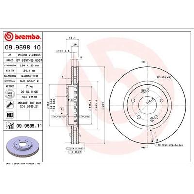 BREMBO Bremsscheibe vorne rechts links innenbelüftet 294mm für HYUNDAI 5171226100 09.9598.10