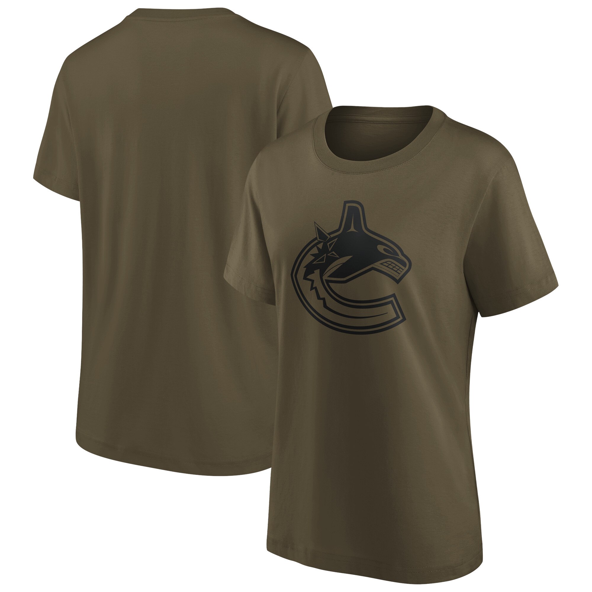 Vancouver Canucks Fanatics Branded Iconic Preferred Logo Grafik T-Shirt - Khaki - Damen Image