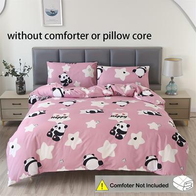 TEMU Cartoon Panda 3-piece Duvet Cover Set - Lightweight, All-season, Polyester, Sanded, Machine Washable - Includes 1 Zippered Duvet Cover & 2 Pillowcases (no Duvet Insert Or Pillow Core) Image