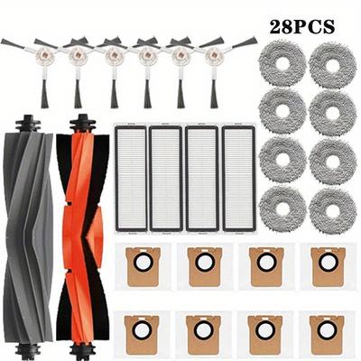 TEMU 28pcs Accessory Kit For L10s Ultra & L10 Robot Vacuums - Includes Roller, Side Brush, Hepa Filter, Mop Cloth, And Dust Bags Image