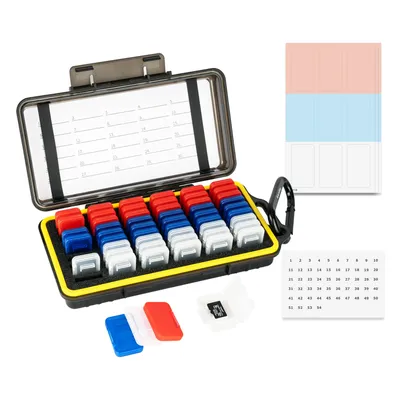 54 Packs Water-Resistant Micro SD Card Holder with Clear Plastic Memory Card Case Box for TF Micro SD/SDXC/SDHC Card with Labels