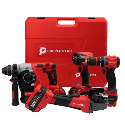 Set 4 in 1 Combination Brushless Replica Milwaukee Red Cordless Jobsite Tool Set Power Wrench Drill