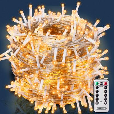 Lichterkette Außen 200x 400x 600x led mit Fernbedienung Timer 8 Leuchtmodi Dimmbar IP44 Innen Image