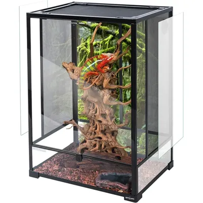 REPTI ZOO 24" x 18" x 36" Reptile Tall Glass Terrarium Rainforest Habitat Double Hinge Door with