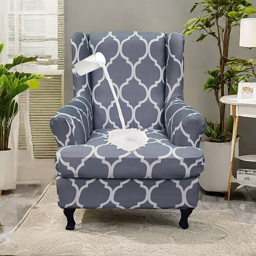 Ohrensesselbezug mit Blumenmuster, dehnbarer und strapazierfähiger Schonbezug mit elegantem Blumenmuster, perfekt zum Schutz und zur Verschönerung Ihres Ohrensessels, ideal für eine stilvolle und Image