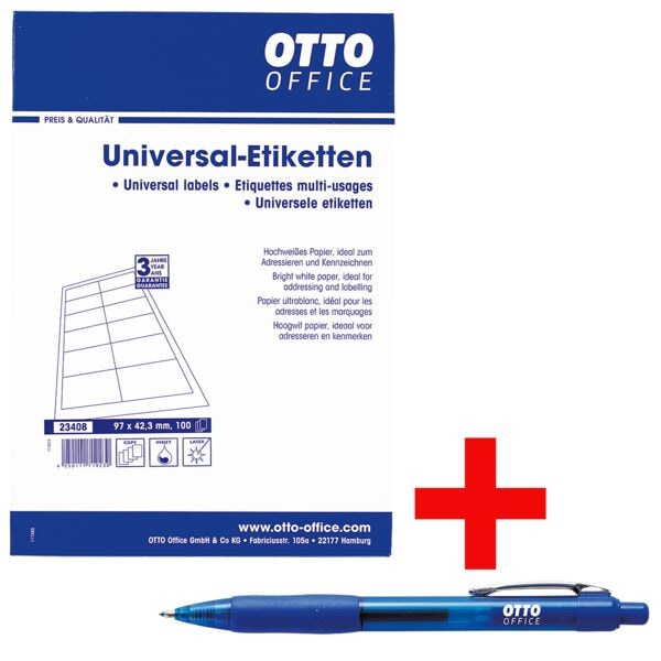 OTTO Office 1200er-Pack Universaletiketten 97x42,3 mm Standard inkl. Gelroller Image