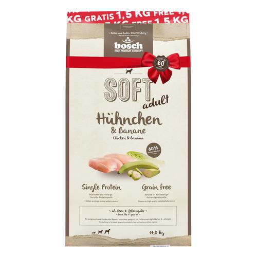 14kg Soft Hühnchen & Banane bosch Hundefutter trocken - 1,5 kg gratis!