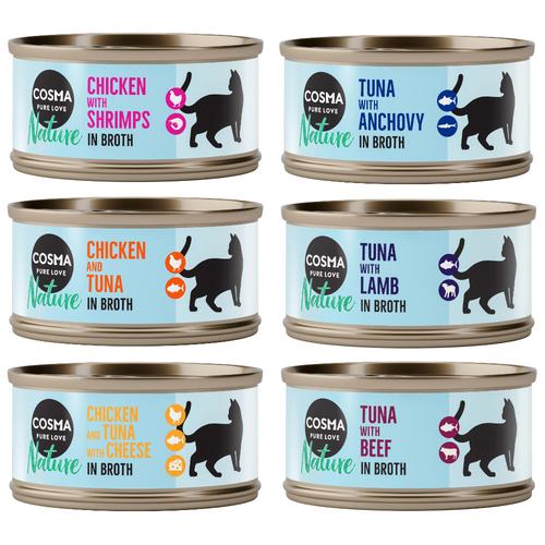 24x70g Cosma Nature Mix 2 (6 Sorten) Katzenfutter Nass - 20+4 gratis!