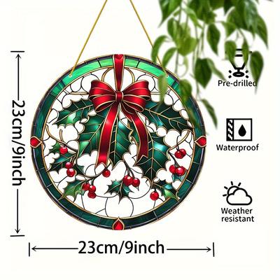 "TEMU Christmas Sun - 9""x9"" Stained Hanging & , For , , , , And Porch Decor"