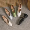 Frau Mode Sommer Square Toe Gold grün Wohnungen elegante weibliche Druck Textur lässige Schnalle Mary Jane Schuhe große Größe 34-43