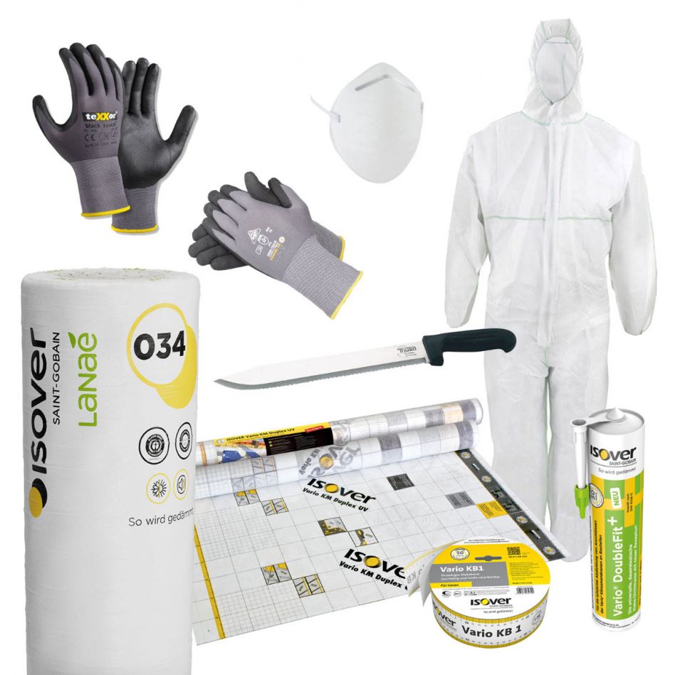 ISOVER Lanaé Dachdämmung Komplett-Set für Dachausbau, 035, 100 mm,320 m² Fläche Image