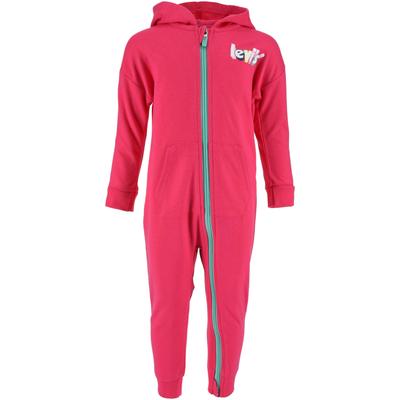 Overall LEVI'S KIDS "POSTER LOGO PLAY ALL DAY", Baby, Gr. 9/74, N-Gr, pink, Sweatware, Obermaterial: 60% Baumwolle, 40% Polyester, Basic, Langarm Rippbündchen, Overalls, UNISEX Image