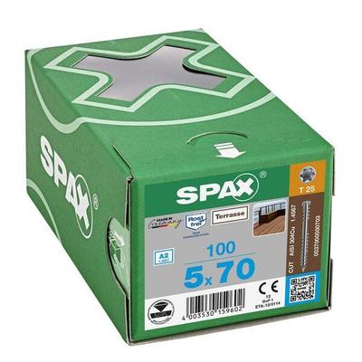SPAX Terrassenschrauben T25 Zylinderkopf Edelstahl A2 5 x 70 mm 100 Stück silber Image