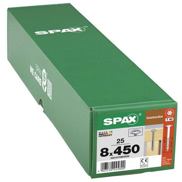 SPAX Holzbauschrauben T40 Tellerkopf WIROX 8 x 450 mm 25 Stück Image