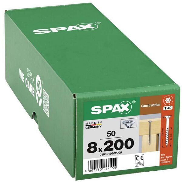 SPAX Holzbauschrauben T40 Senkkopf WIROX 8 x 200 mm 50 Stück Image