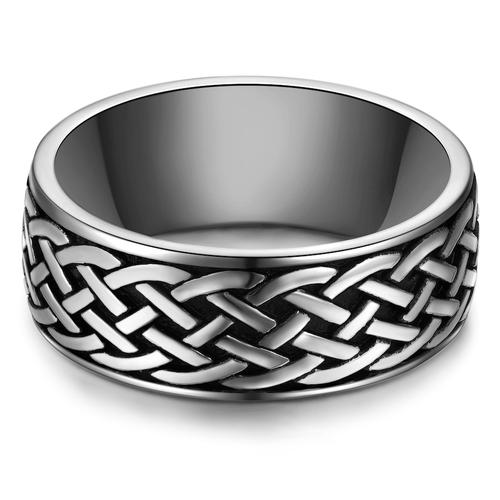 True Rebels - Ring aus Edelstahl in Silber/Schwarz Herrenschmuck 1 ct Herren