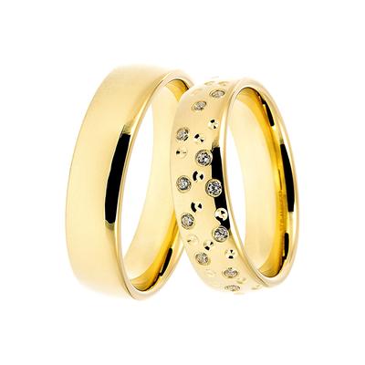 Trauring DOOSTI "Schmuck Geschenk Silber 925 Trauring Ehering Partnerring LIEBE" Gr. 56, gold (gelbgoldfarben, kristallweiß), Fingerringe, 56,mit Zirkonia, Silber 925 (Sterlingsilber), 5,5mm, Made in Germany - wahlweise mit oder ohne Zirkonia Image