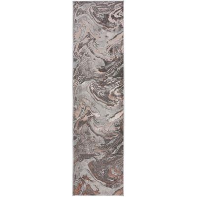 Läufer FLAIR RUGS "Marbled", rosa (rosé), B:80cm H:12mm L:300cm, Kunstfaser, Teppiche, dezenter Glanz, mehrfarbig, modernes Marmor-Design, Teppichläufer Image
