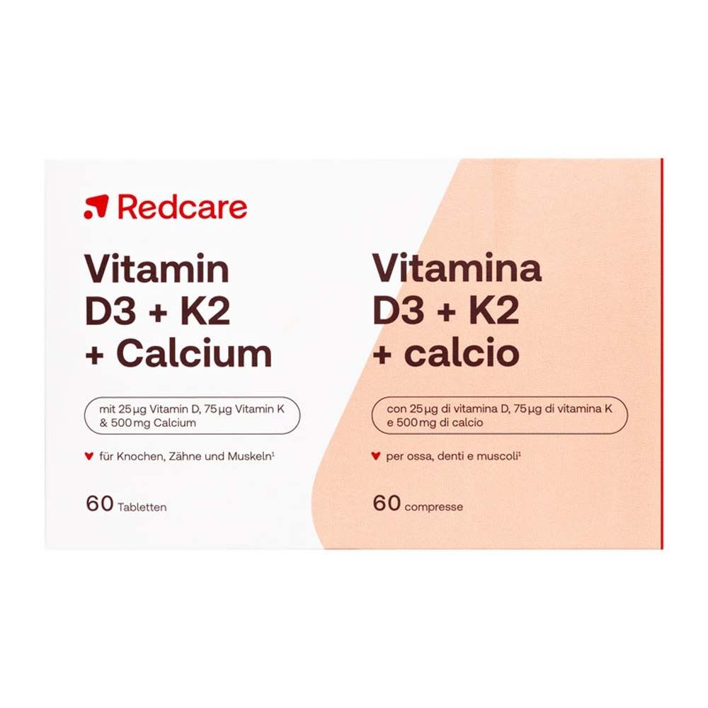 Redcare Vitamina D3, K2 e calcio 60 pz Compresse
