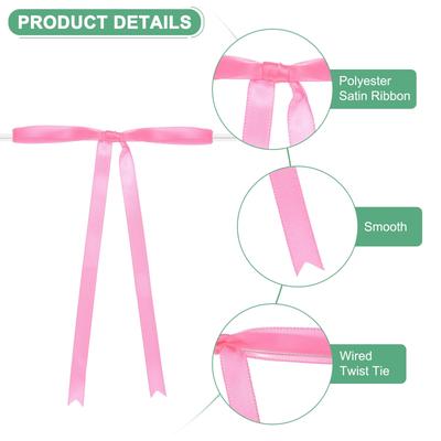 50-Pack Satin Ribbon Twist Tie Bows 7x5