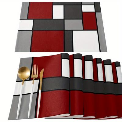 TEMU 4/6pcs Luxury Set Of Placemats - Vibrant Geometric , Table Decoration, Suitable For Holiday Party Decoration, Coffee Table And Home Decoration, Kitchen Table And Room Decoration Accessories Image