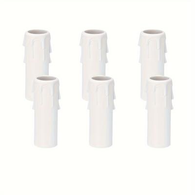 TEMU 6pcs E12 Candle Socket Covers, 4-inch White Plastic Candelabra Base, Fit For Chandeliers & Lamps - No Wiring Needed