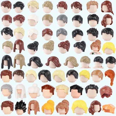 City Hero Figures Hairstyles Human Head Body Parts Building Blocks Man Woman Girl Boy Head Hair DIY Accessories Bricks Kids Toys