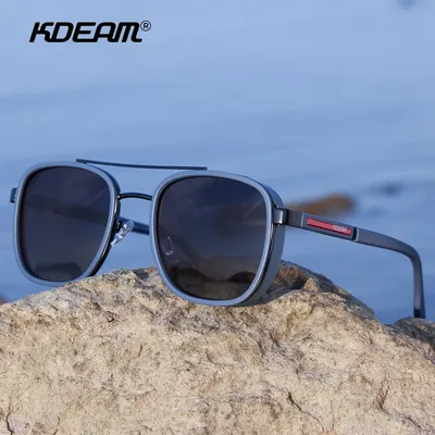 KDEAM Shield Polarized Sunglasses Men High-Quality TR90 Sunglasses Driving And Fishing Glasses With Zipper Case