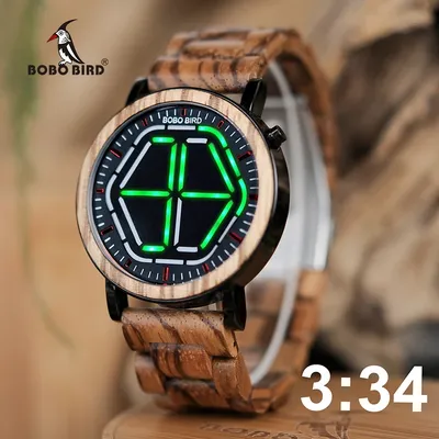 BOBO VOGEL Holz Digitale Uhr Männer erkek kol saati Nacht Vision Holz Uhren LED Zeit Display relogio