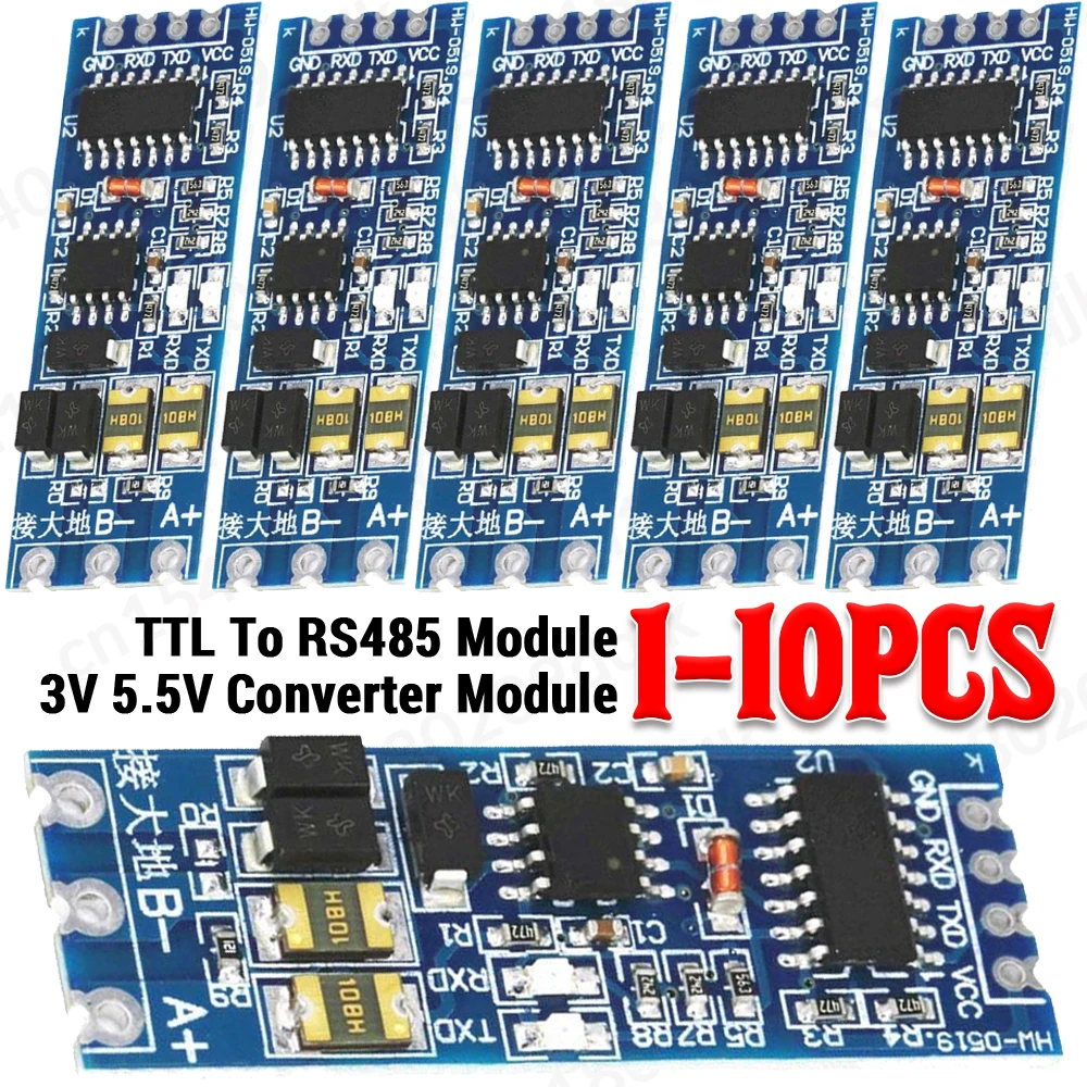 10pcs ttl zu rs485 Modul Hardware automatische Durchfluss regelung Modul serielle uart Ebene gegenseitige Umwandlung Strom versorgungs modul 3,3 V 5V Image