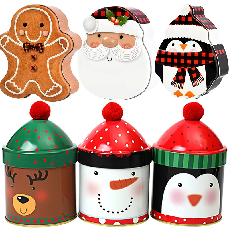 1pc Weihnachten Eisen Candy Boxen Santa Claus Lebkuchen Cookies Geschenke Verpackung Box Weihnachten Dekoration Für Home Neue Jahr Navidad favor Image