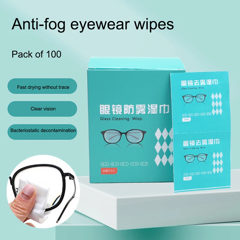50/100 stücke Brillen reiniger Feucht tuch Anti-Fog-Nebel-Staubent ferner Reinigungs linse wischt Sonnenbrille Telefon bildschirm Image