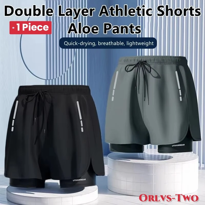 Herren-Aloe-Hosen, sportliche Shorts, zweilagige Badehose: stilvoll, schnell trocknend und bequem für Strand, Pool und heiße Quellen Image